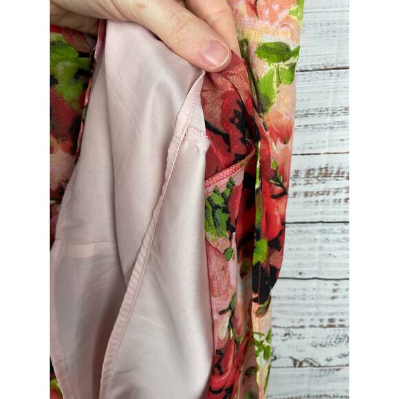 BB Dakota Loe Slip Dress Pink Floral Mini Roses 6 Strappy Summer Y2K Sheer Fairy - Picture 6 of 8